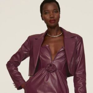 Ashley Park vegan leather blazer in burgundy maroon “Viola” faux leather Size L